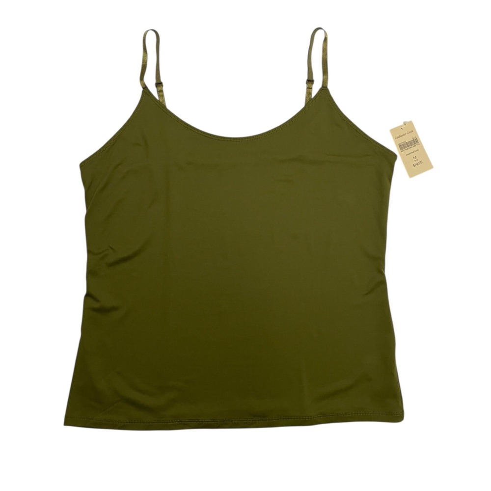 Coldwater Creek Tank Womens Size M Olive Green Adjustable Strap Camisole NWT